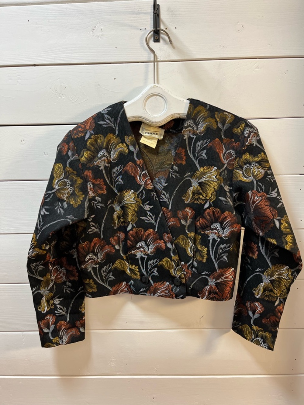 EVIDENCE Floral Cropped Jacket Black Multi Size S